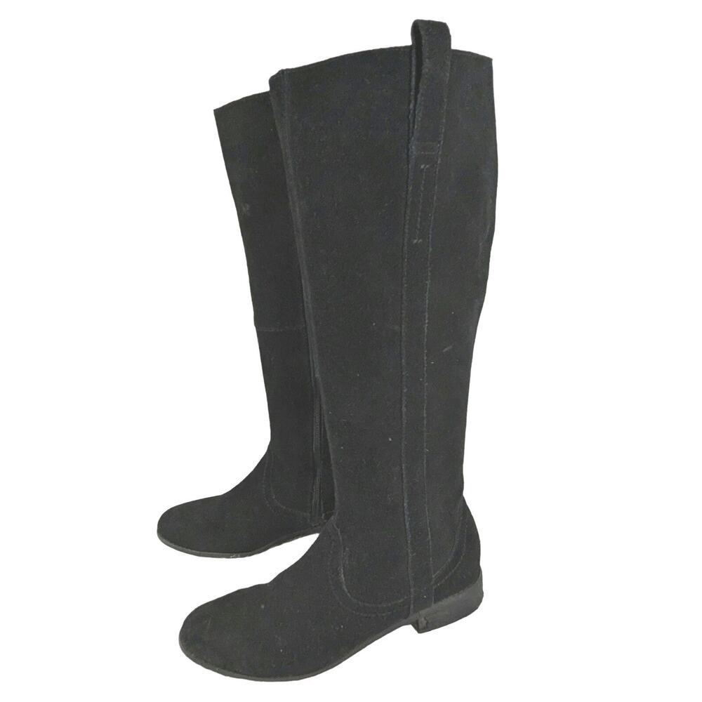 VERY VOLATILE! BLACK GENUINE SUEDE LEATHER MILITARY LOW HEEL ZIP BOOTS! SZ 8M